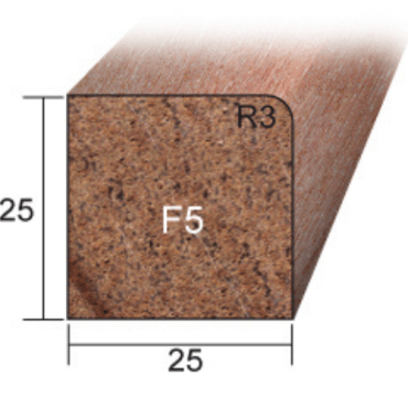 Meranti Glaslat F5 25x25 mm rondom 60 mu wit gegrond lengte 275 cm