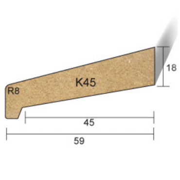 Meranti Neuslat K45 18x59 mm (K5) rondom 60 mu wit gegrond lengte 275 cm