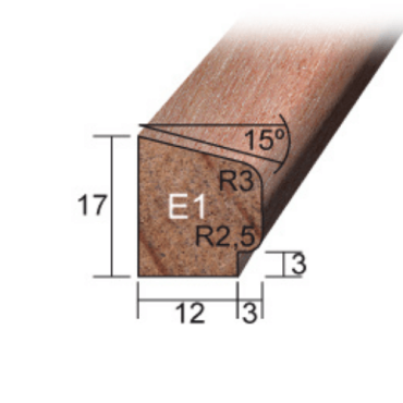 Meranti Glaslat E1 17x15 mm rondom 60 mu wit gegrond lengte 275 cm (sponning 3x3 MM)