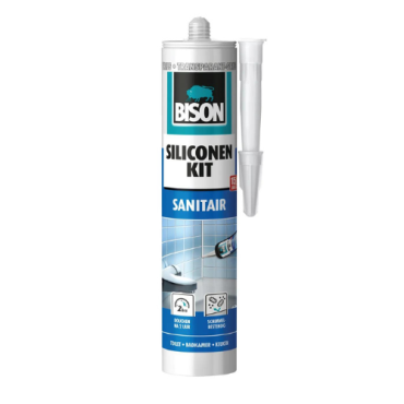 Bison Siliconenkit Sanitair 300 ml koker transparant grijs