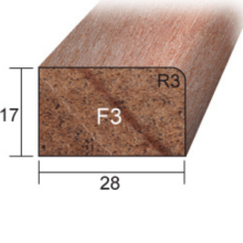 Meranti Glaslat F3 17x28 mm rondom 60 mu wit gegrond lengte 275 cm